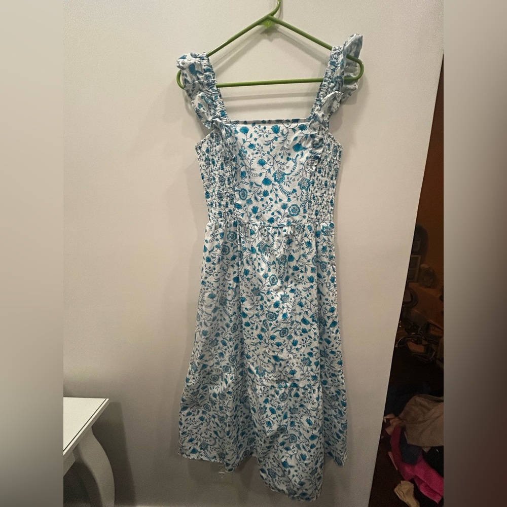 Draper James Teal and White Floral Dress (FITS LIKE A SMALL)